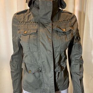 Therapy Olive Utility Jacket with Stud Accents